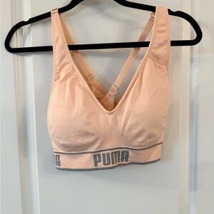 Puma Peach Seamless Padded Sports Bra with Logo Band (large)